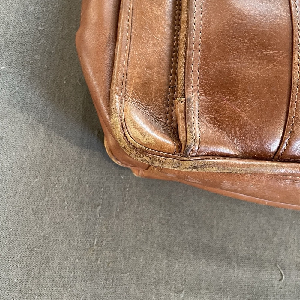 Vintage Wilsons Mens Cognac Leather Briefcase Messenger Bag Alla Moda Bellezza - Picture 5 of 10
